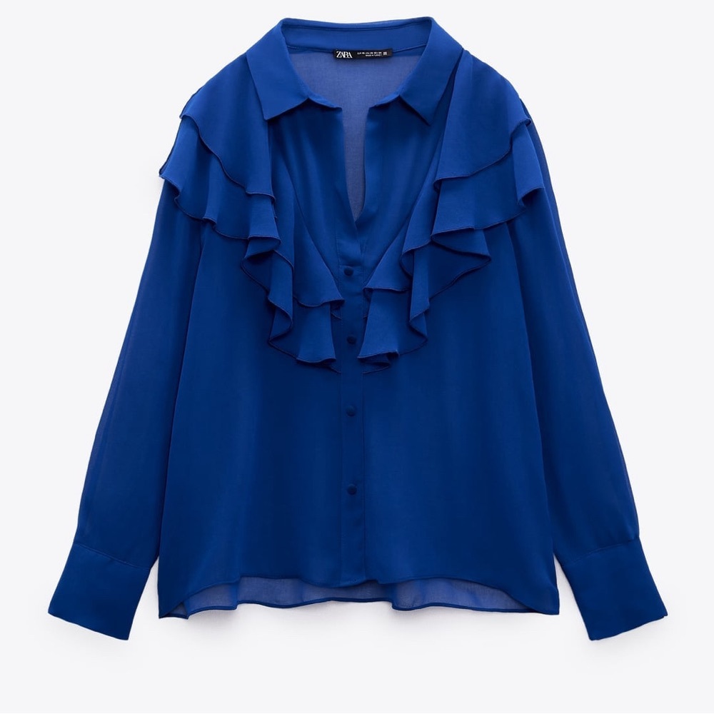 Ruffled Semi Sheer Top - Size XL | Elegant & Bold